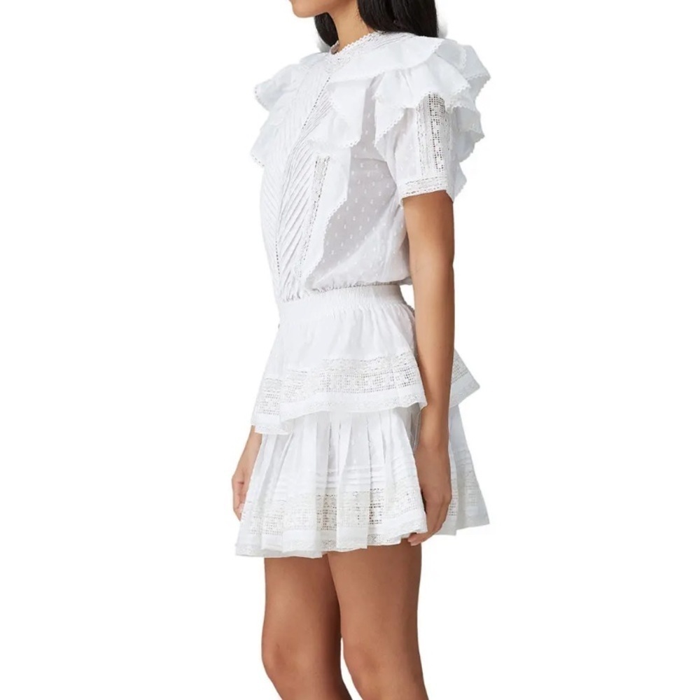 Maia Bergman Mery White Cotton Ruffle Mini Dress - Picture 2 of 14